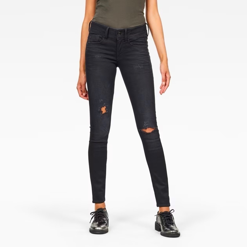 NWT G STAR RAW Lynn Mid Skinny Jeans Worn In Ripped Lava 24